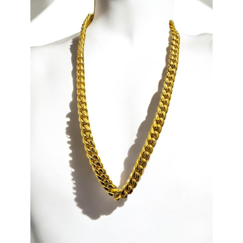 SPCY Gold Cuban Link Chain Necklace 20 Inches With Durable Clasp & Gift Box - Picture 4 of 7
